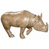 Antique Silver Metal  Rhinoceros with Bobbing Head